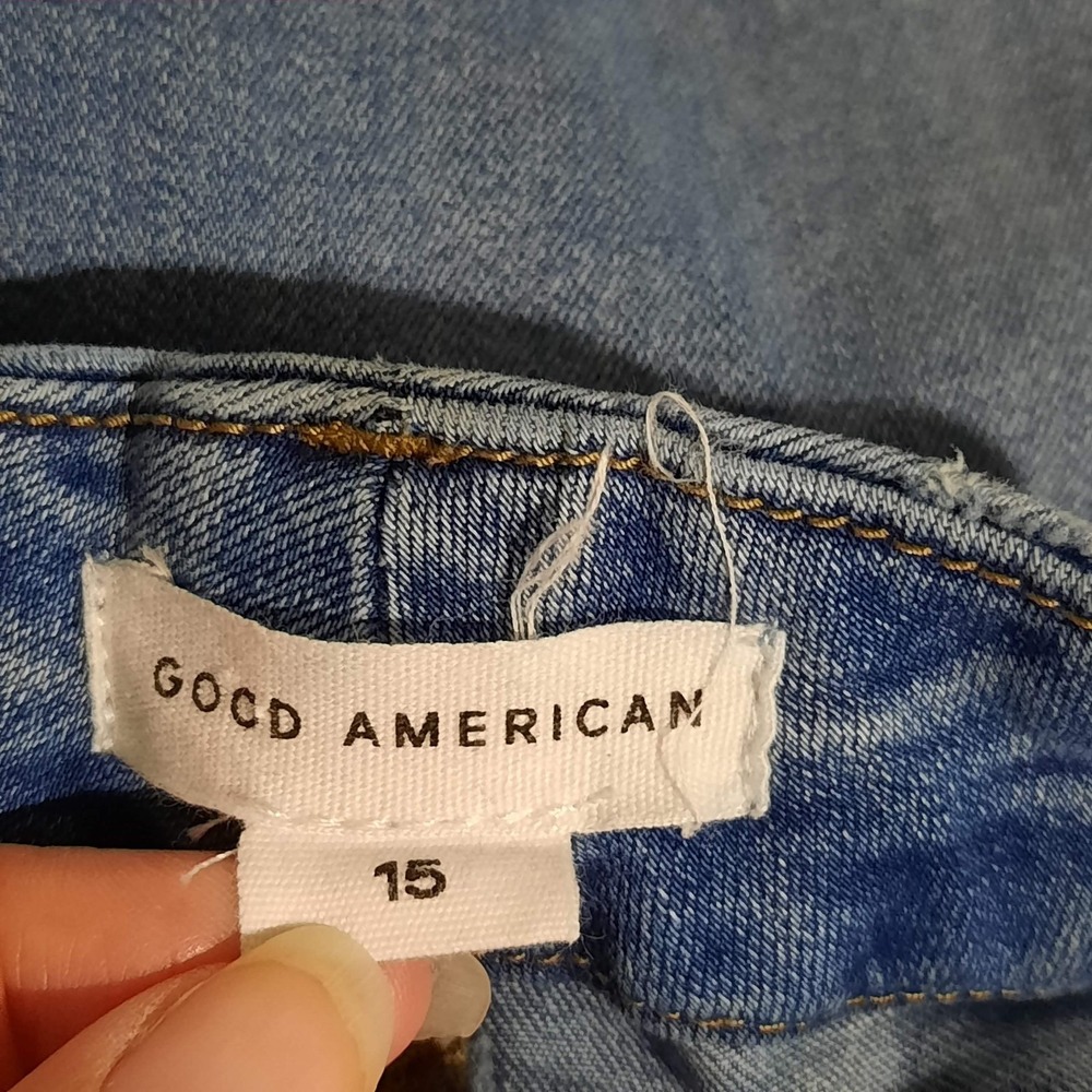 Good American Jeans Womens 15 Good Legs Crop Skinny High Rise‎ Denim Distressed - Picture 7 of 11